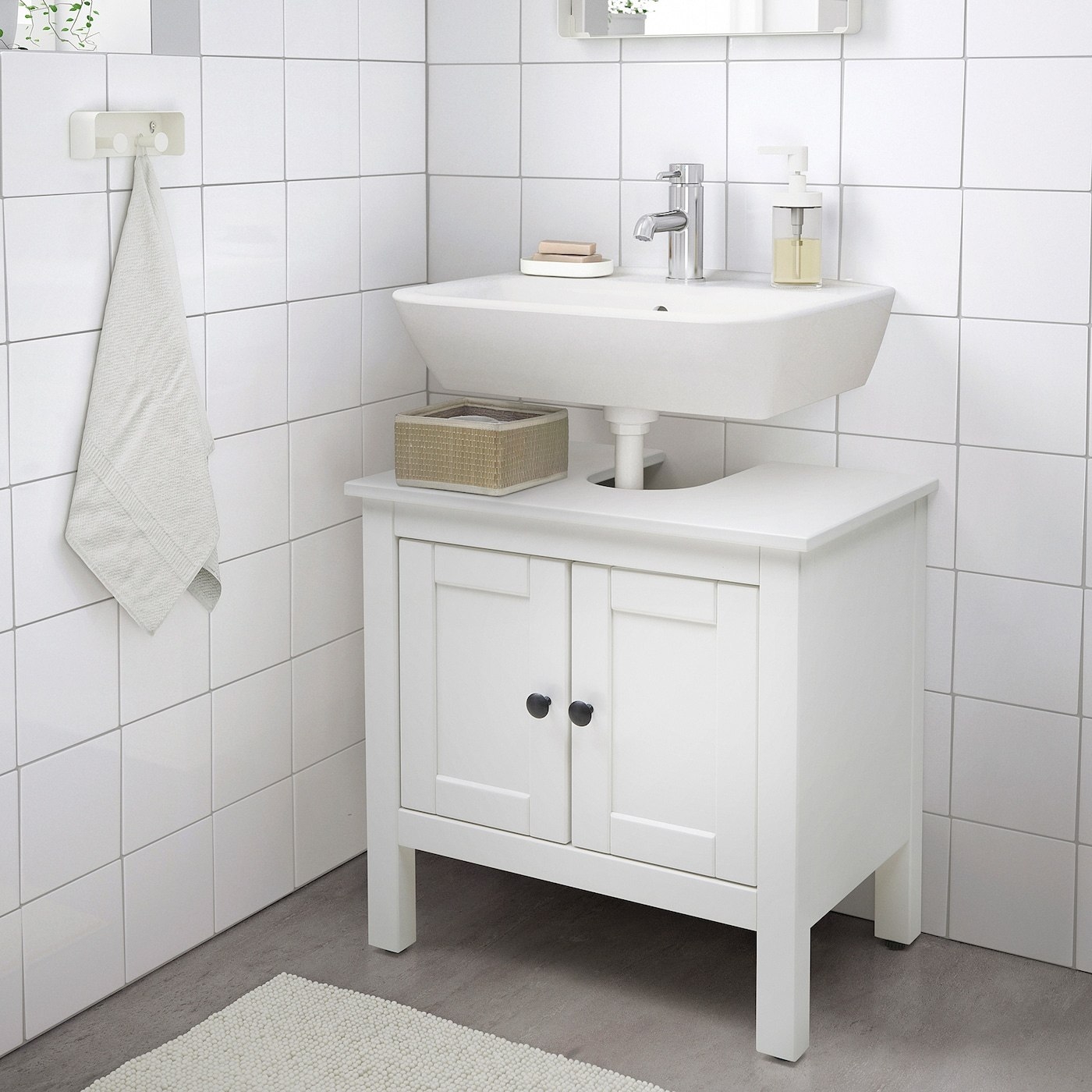 Hemnes Waschbeckenunterschrank, 2 Türen - Weiß 60X38X63 Cm inside Badezimmerschrank Unter Waschbecken